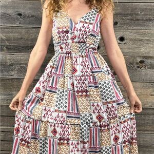Tea for Two Bohemian Patchwork Maxi Dress